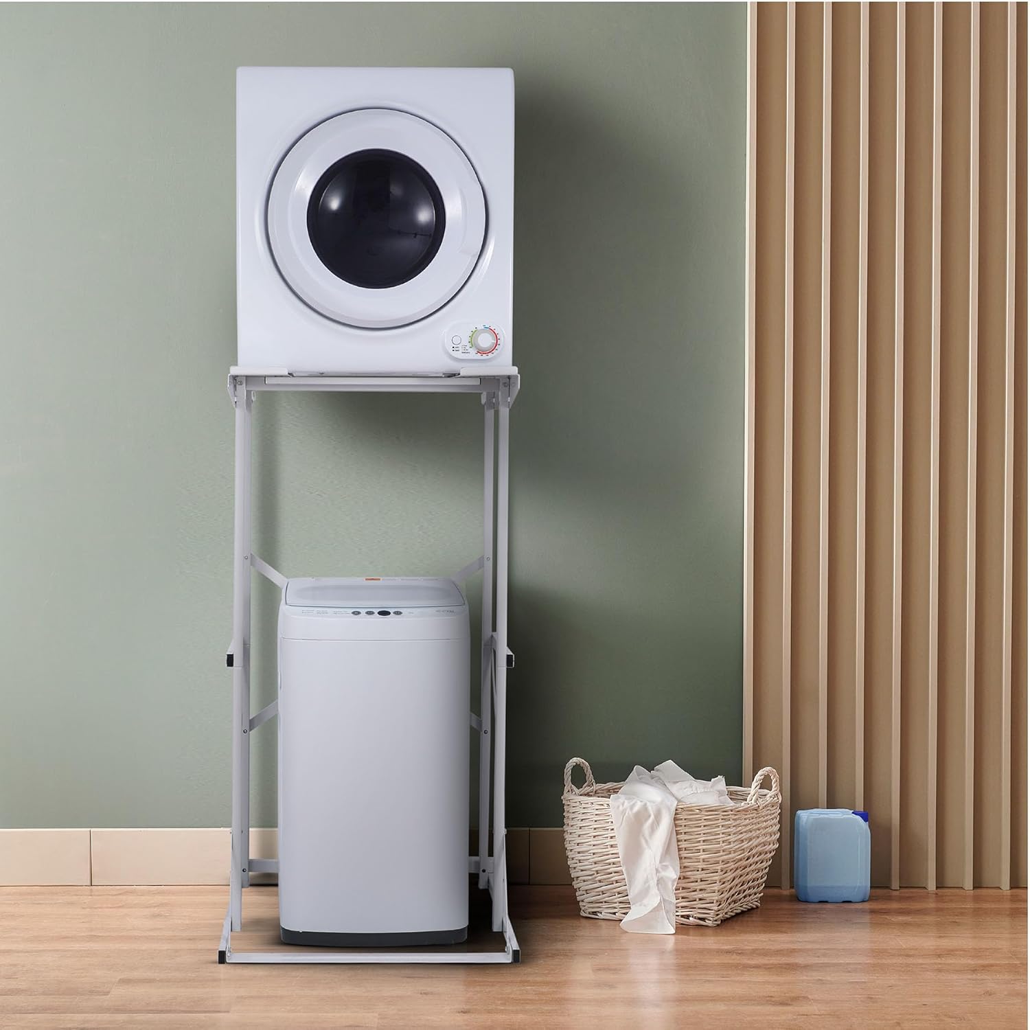 Black+Decker Washer Dryer Stacking Rack Stand, Compatible with Black and Decker Portable Washers and Dryers, Heavy Duty Steel, Dryer Stand with 60 lb. Weight Capacity, BWDS, White