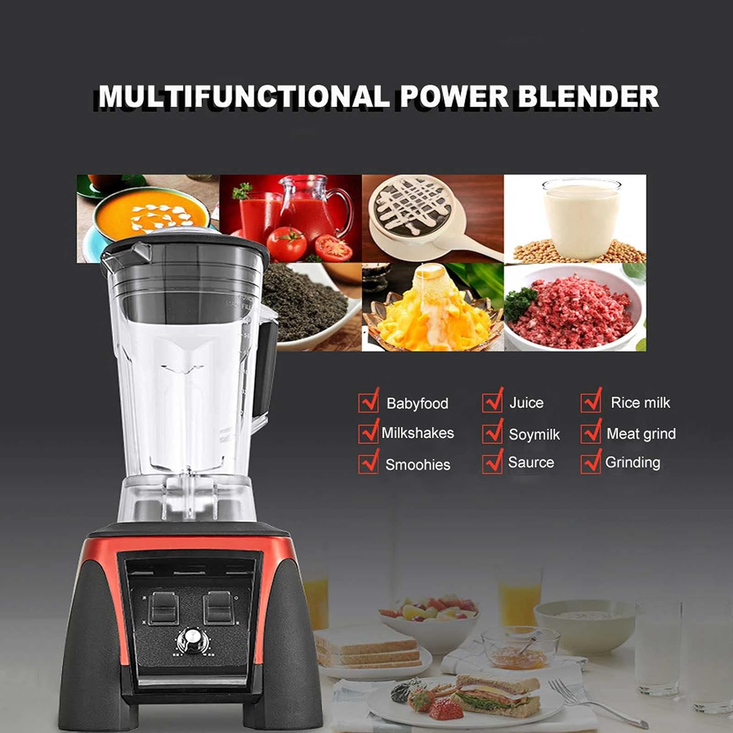 Compact Blenders for Kitchen Portable Multi-Function Smoothie Blender 2000 Ml Large Capacity Juice Personal Blender with Stainless Steel Blade Very Suitable for Healthy Juices and Smoothies