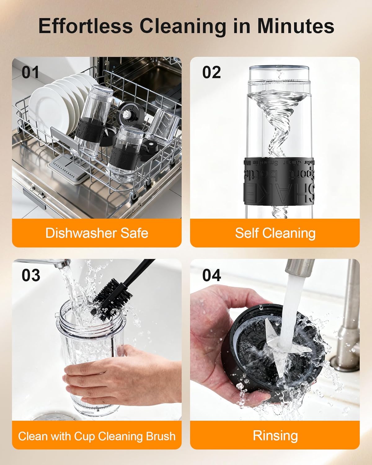 Smoothie Blender, 650W Personal Blenders for Shakes and Smoothies with Grinder Cup & 2 BPA-Free Portable Cups (20oz+14oz), Portable Blender for Juices, Smoothies Maker for Kitchen, Black