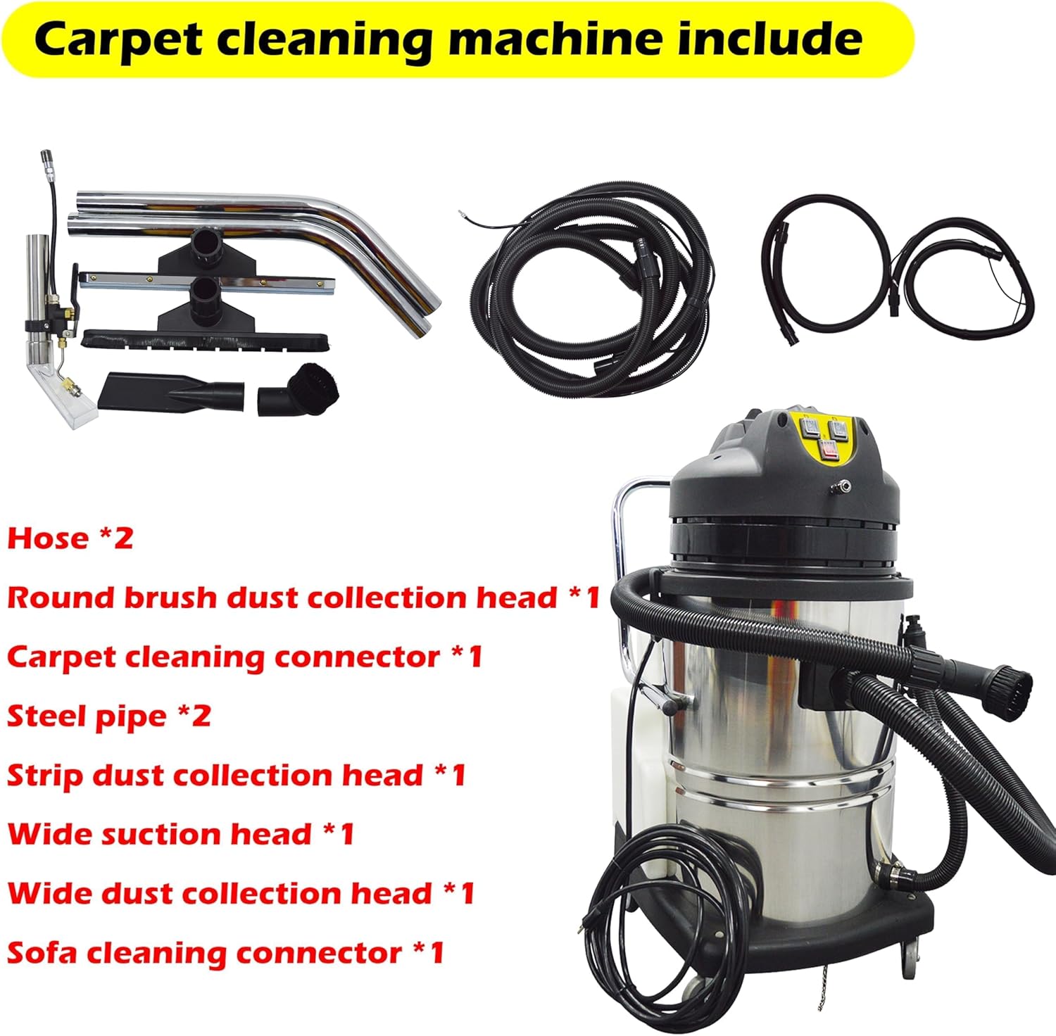 110V Carpet Extractor Machine 3 in 1 Wet Dry Vacuum Cleaner 60L Portable Carpet Cleaning Machine for Home Commercial Use Carpet Cleaner 2000W
