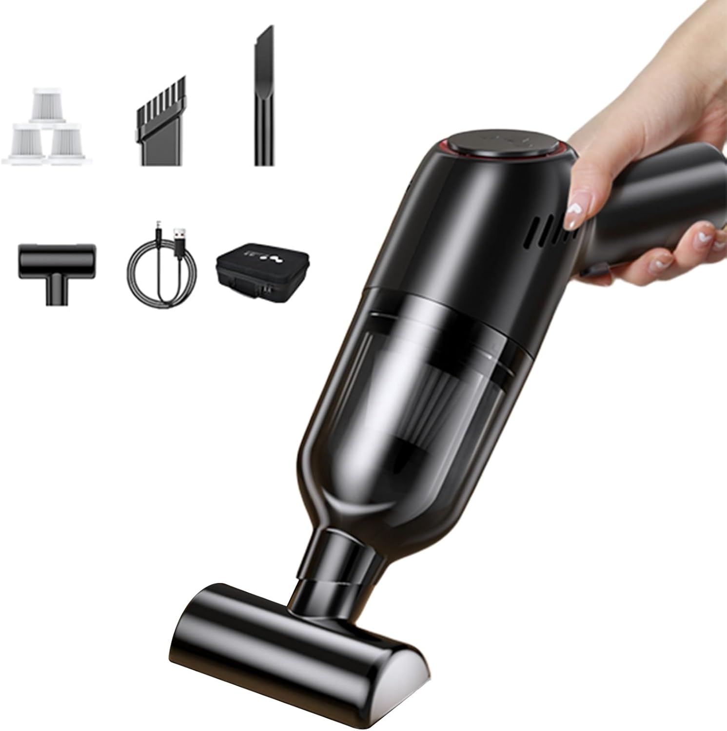 VELPEN Handheld Vacuum Cordless, 45Kpa Car Vacuum Cleaner High Power, 3-in-1 Mini Dust Buster Vac with Duster Crevice, HEPA Filter, Rechargeable USB, Max 70 Min Runtime