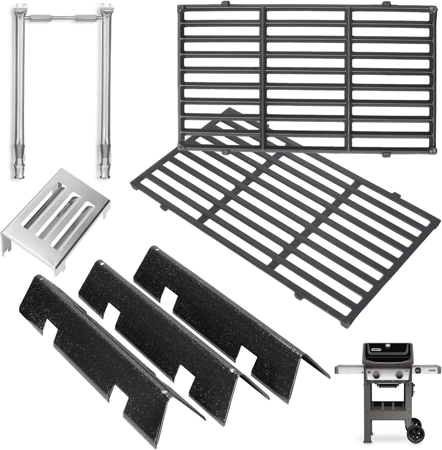 GS4 Spirit II Grill Parts for Weber Spirit 2 Parts Spirit II 200 SER Replacement Parts for Weber GS4 Spirit 2 Flavorizer Bars 7635 67045 68842, Burners 69785 67024, Heat Deflector 67060, 7637 Grates