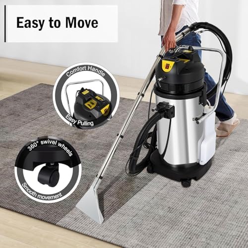 Portable Commercial Carpet Cleaning Machine - Vacuum Extractor & Shampooer for Sofas, Curtains, & Carpets - 60L Floor Scrubber & Dust Extractor for Home & Office