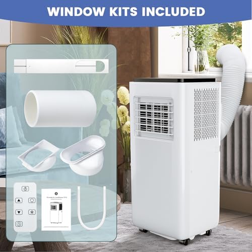 Jojoka Portable Air Conditioners with Remote Control, 10000 BTU Portable AC Unit Built-in Cool, Dry, Fan Modes, for Room, Dorm, Office,24H Timer Function, Cools Room up to 450 Sq. ft, White