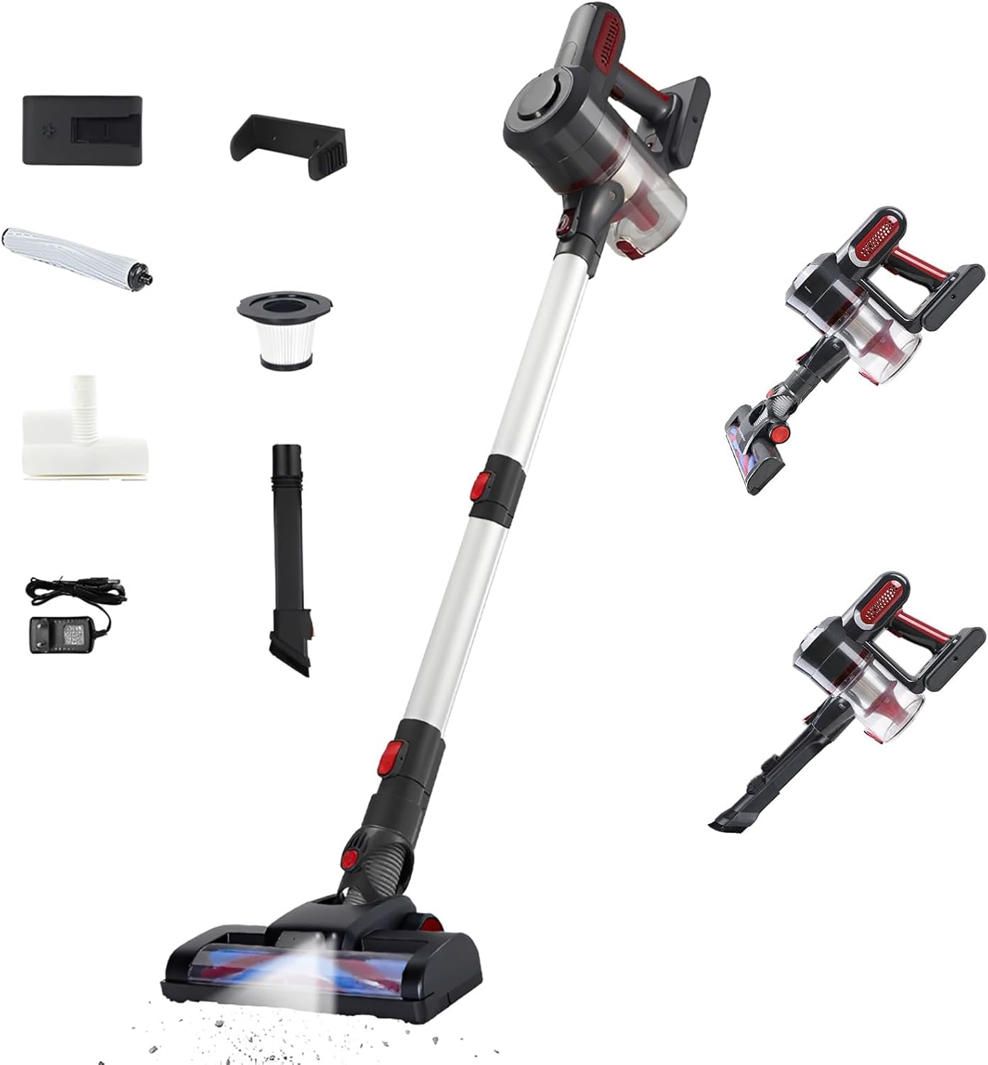 Laufary Cordless Vacuum Cleaner, 30KPA 40Mins Runtime Lightweight Stick Vacuum Cleaners for Home, Anti-Tangle Brush, Wall Mount Storage, Handheld Vacuum for Pet Hair/Carpet/Floor