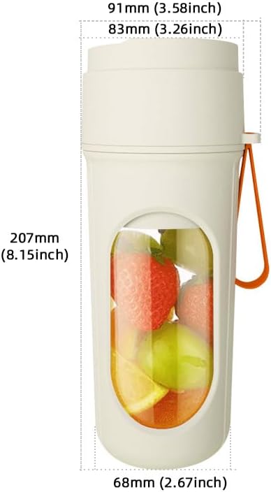 Portable Electric Juicer Cup, Wireless Mini Blender with Clear Window, White and Green (orange)