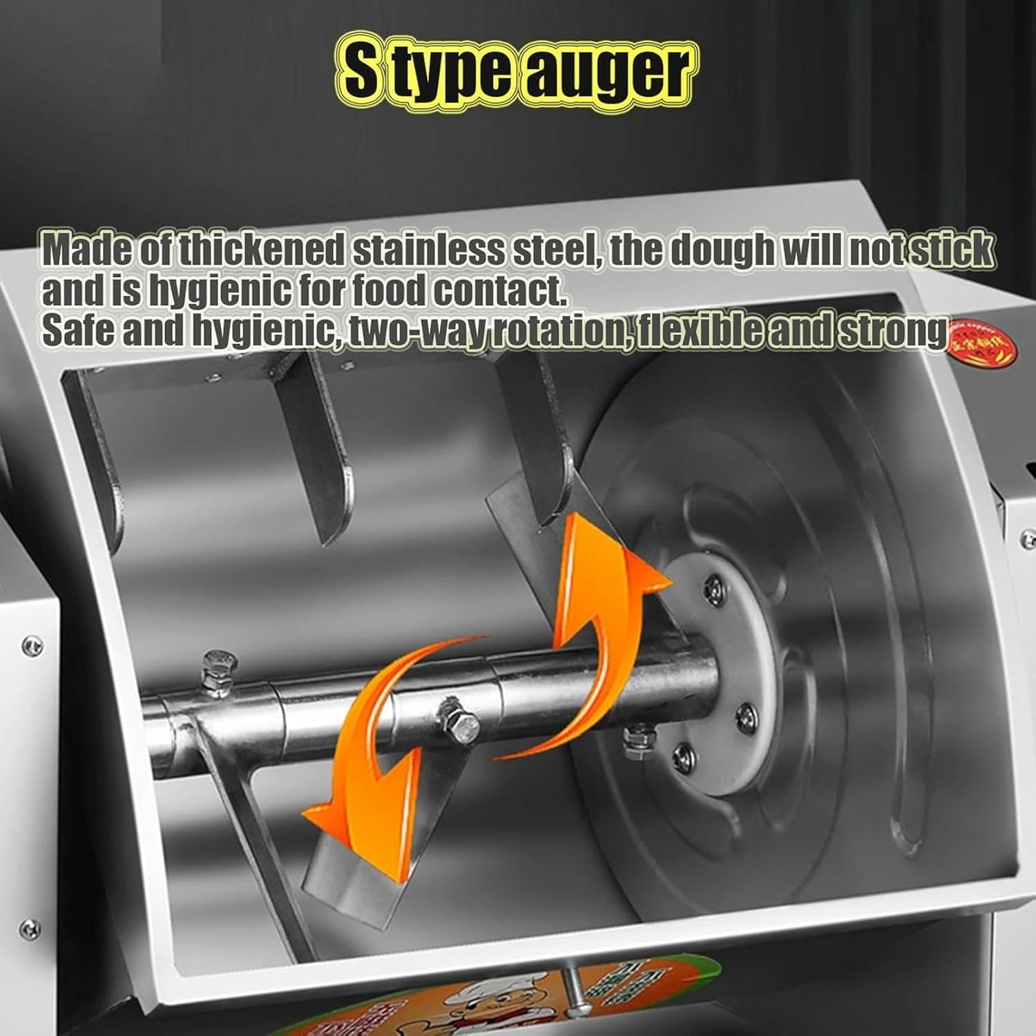 Commercial Kneader, 1500 W Electric Blender, Flour Kneader, Automatic Stainless Steel Flour Blender Of 75 Kg/h, With Timing Function, Easy To Clean