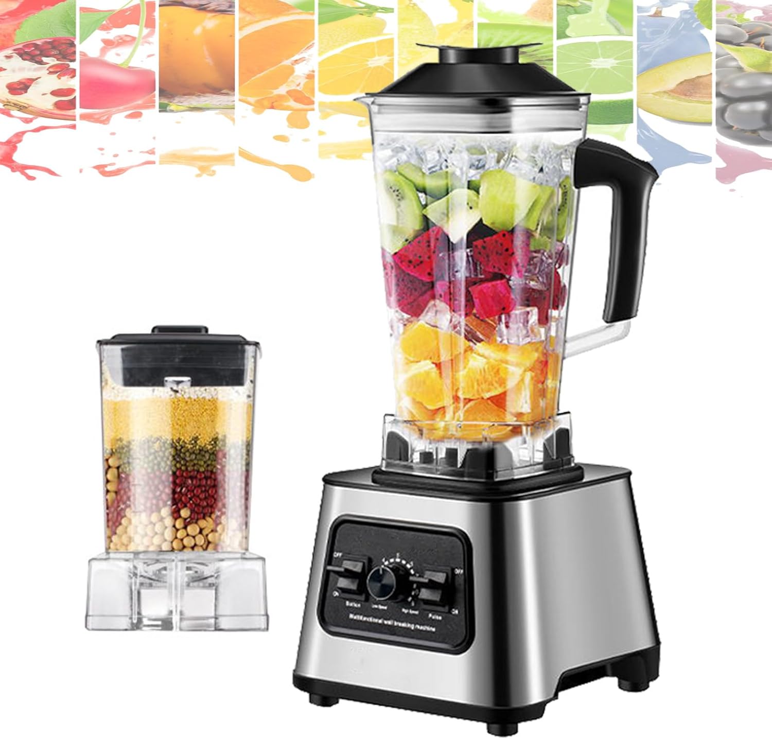 Blenders For Kitchen, 6000w Food Processing Blender With 85 Oz Container, Electric Food Chopper For Meat And Vegetable, Blender Mixer With 9-Speed Adjustment For Ice,Nut,Fruit