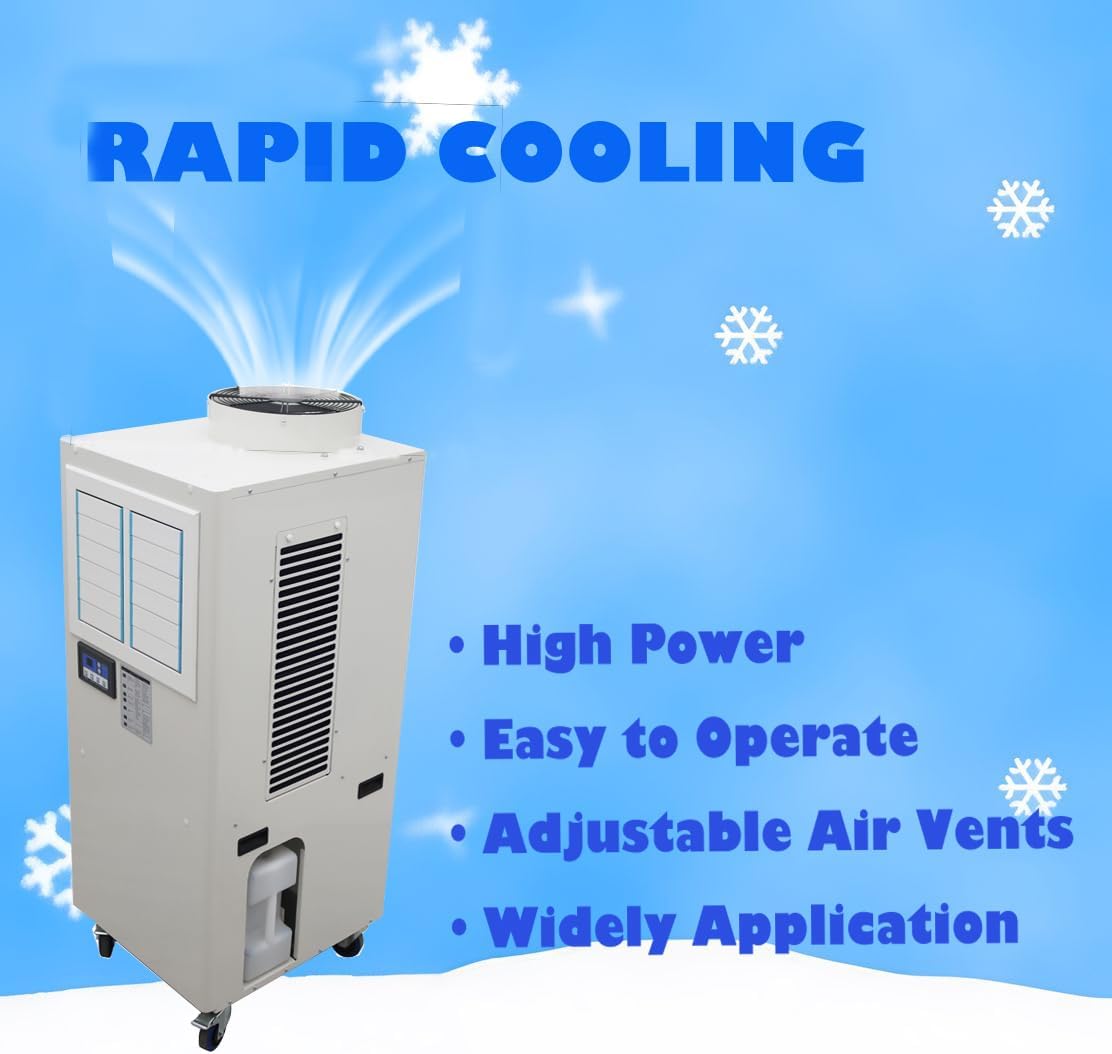 220V Industrial Spot Cooler 3600m³/h Commercial Portable Industrial Air Conditioner 1820W Mobile Air Conditioner 20400BTU