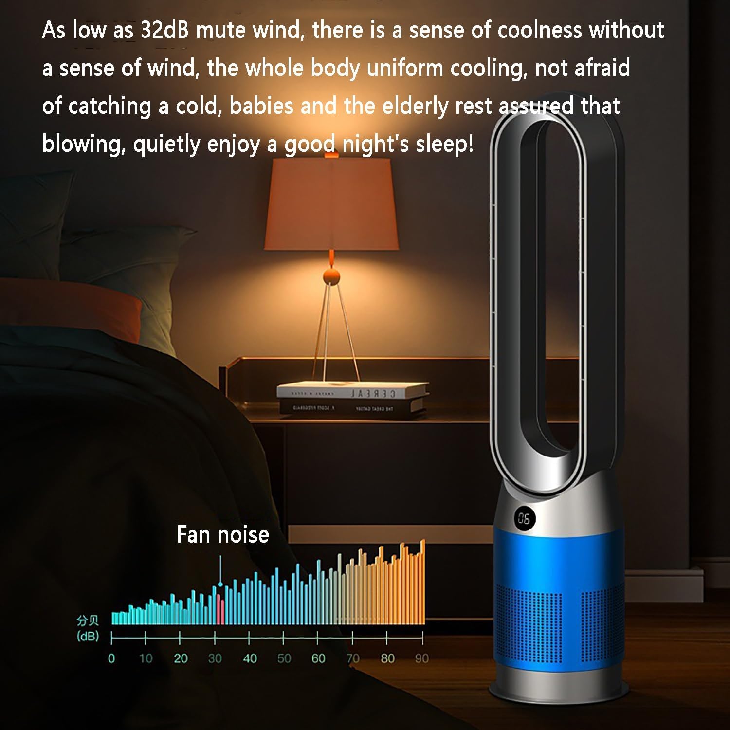 Floor Fan Air Circulation Fan Quiet Bladeless Fan Oscillating Tower Fan with Remote, 8 Speeds, 8H Timer, 80° Oscillating Pedestal Fan, Portable Cooling Fan for Bedroom, Home, Office(Gold)