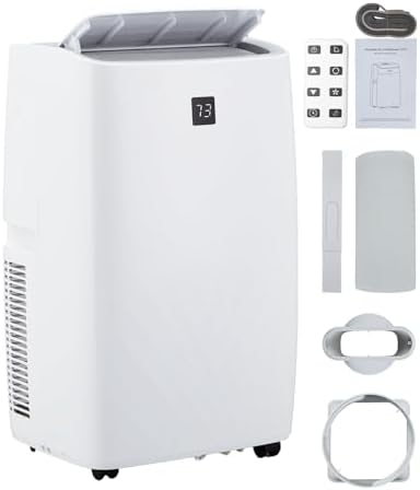 14,000 BTU Portable Air Conditioner, 4-In-1 Portable AC Unit with Cooling, Dehumidifier, Fan & Sleep Mode for Rooms Up to 700 Sq.Ft with Window Kit, 24H Timer & Remote Control