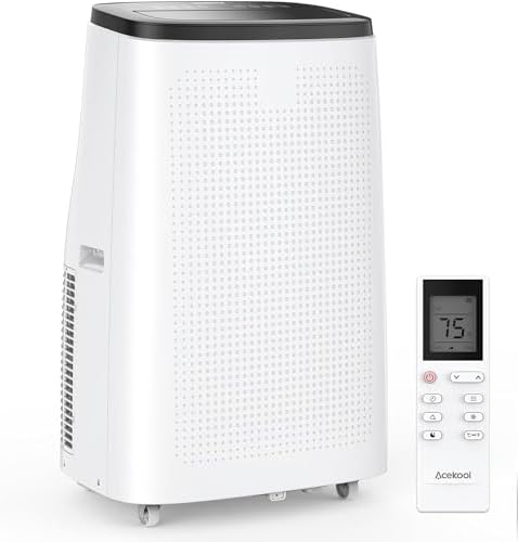 12,000 BTU Portable Air Conditioner with Remote Control – 3 in-1 Cool, Fan & Dehumidify Functions, Fast Cooling for Up to 550 Sq. Ft., Low Noise, Sleep Mode & 24-Hour Timer