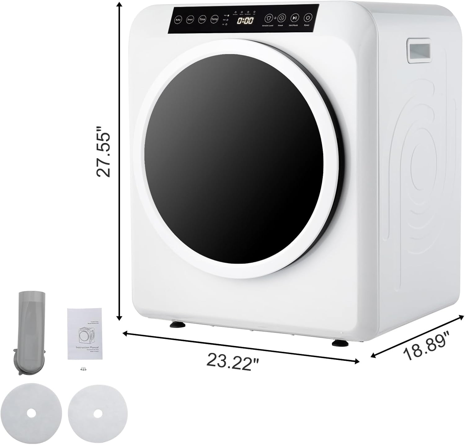 13.2lbs Dryers for Clothes,Compact Laundry Clothes Dryer Household Dryer with Upgraded LCD Screen and 6kg Drum Dryer 2 Pieces Of Filter Cotton for Apartments Home Dorm