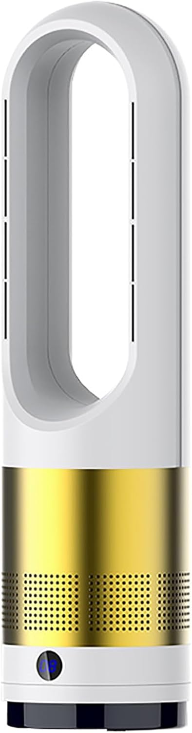 Bladeless Fan, Quiet Oscillating Tower Fan with Remote, Office Floor Fan, Air Circulation Fans, Hot and Cold, Can Be Used All Year Round；8 Air Speeds, Timed Appointments(Gold)