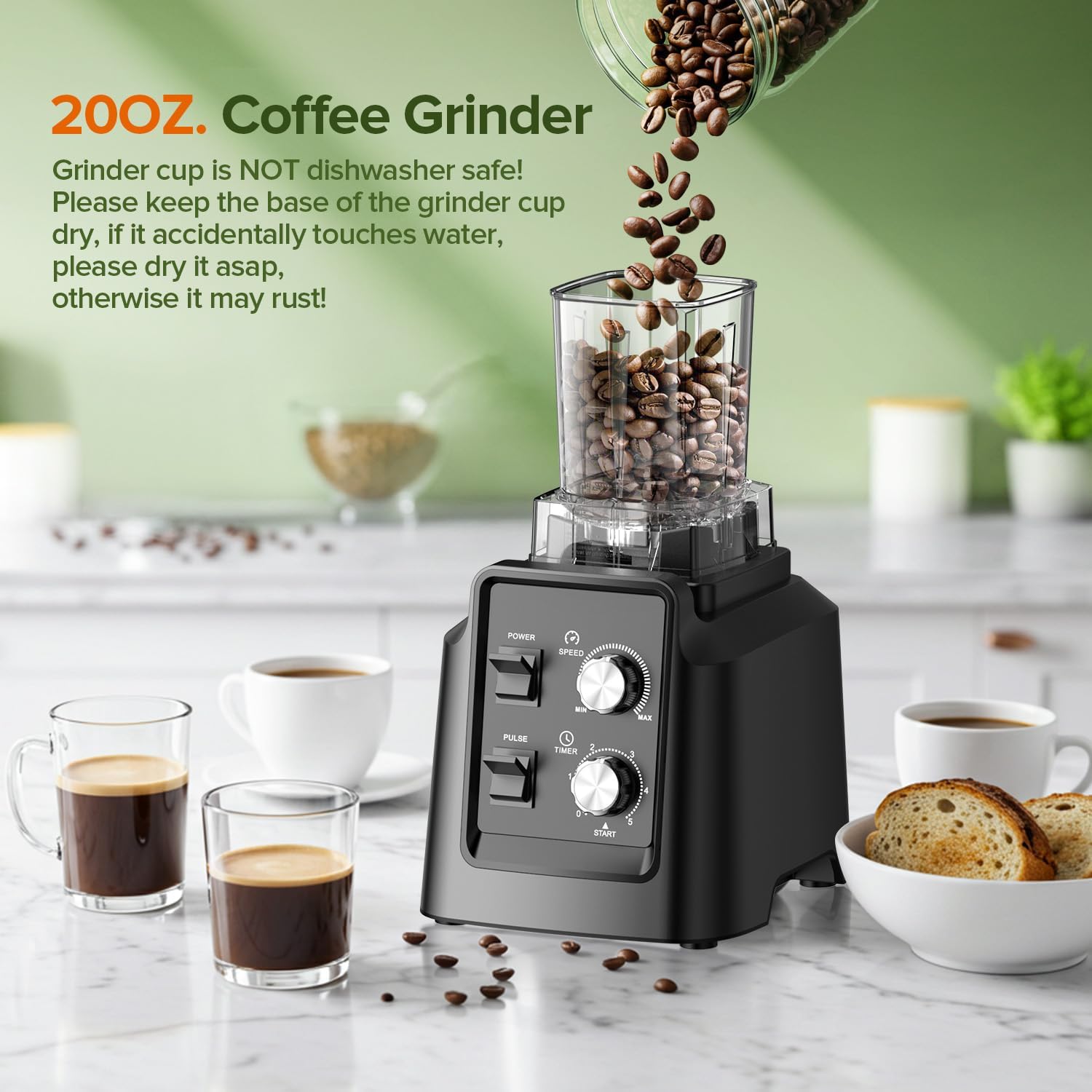 Blenders for Kitchen, Smoothie Blender, for Crushing Ice, Puree and Frozen Fruit with Autonomous Clean, BPA-Free