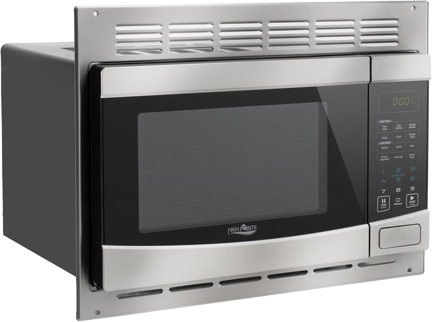 RecPro RV Stainless Steel Microwave with Trim Kit | 1.0 Cu. Ft. | 10 Power Levels | Express & Multi-Stage Cooking | Speedy Cook | Child Lock | Road-Ready Durable Design | 900W