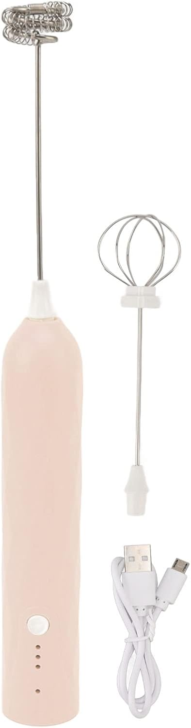 Electric Stirrer, Small Household Egg Beater, Multifunctional Handheld Blender for Coffee, Matcha, Lattes, Cappuccino (Apricot)