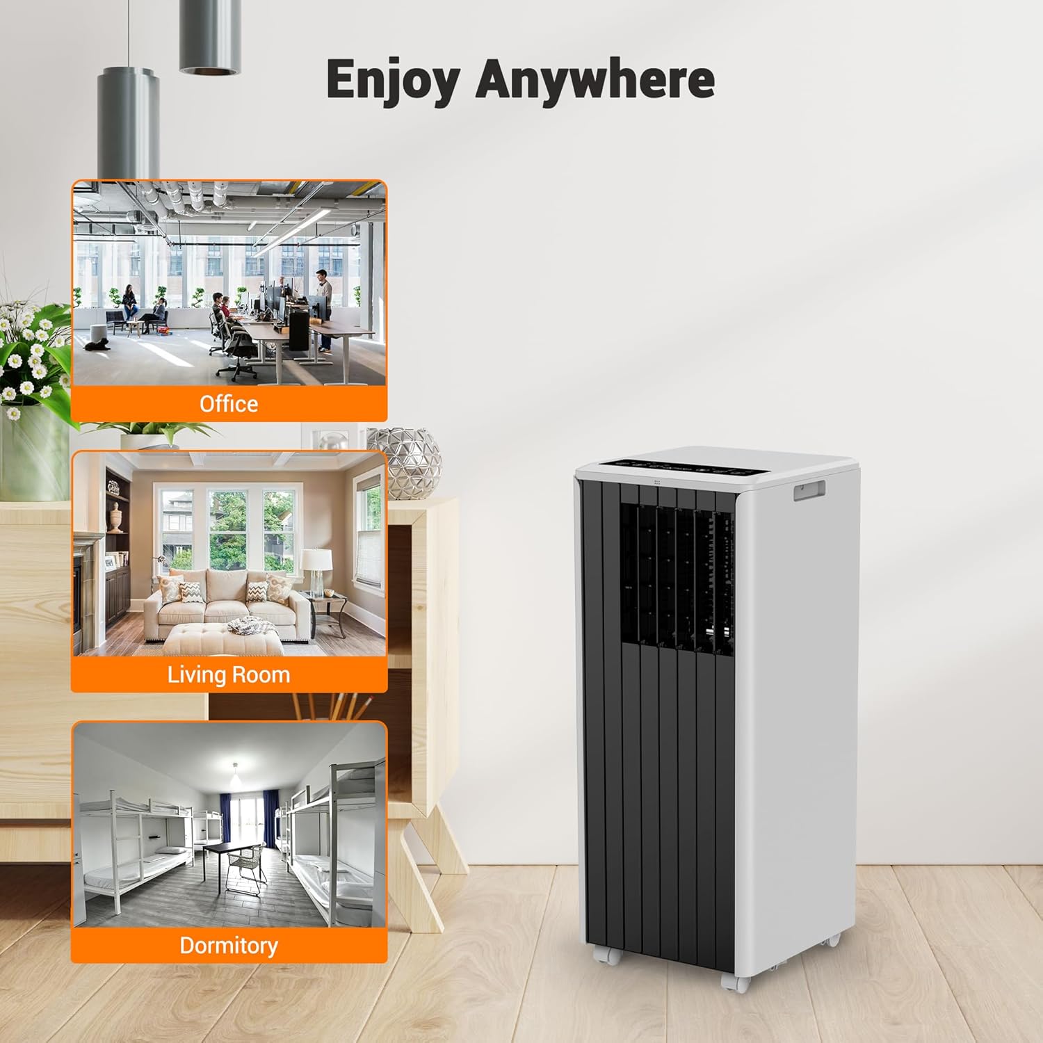 8000 BTU Portable Air Conditioner - 4-in-1 AC Cools 350 Sq.Ft Quickly | Remote, 24H Timer | Quiet for Bedroom, Apartment, Office, Dorm