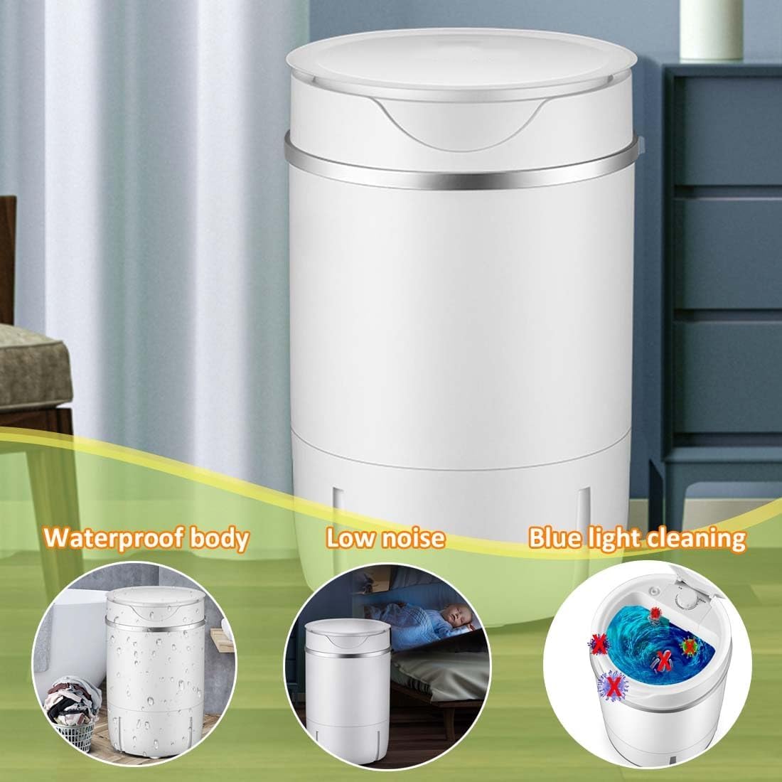 Small Portable Washing Machine 4.5L Capacity Home Clothes Washer Deep Cleaning Small Items 47x30x30cm/18.5x13x13in for Apartments Camping Travel