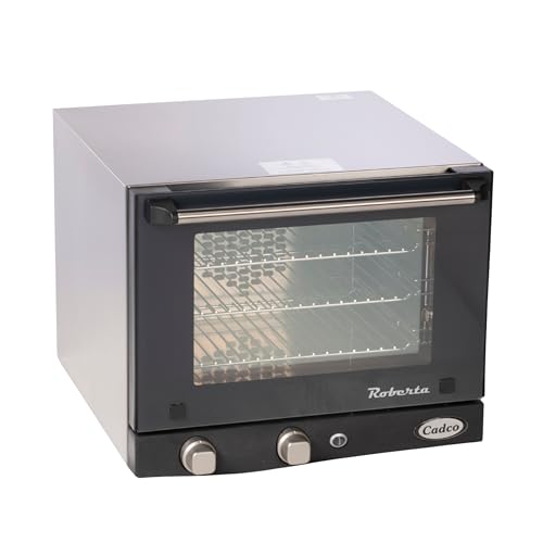 Cadco OV-003 Quarter-Size Commercial Countertop Convection Oven, 3 Pan Capacity, Manual Time & Temp Controls, Stainless Steel, 18-7/8