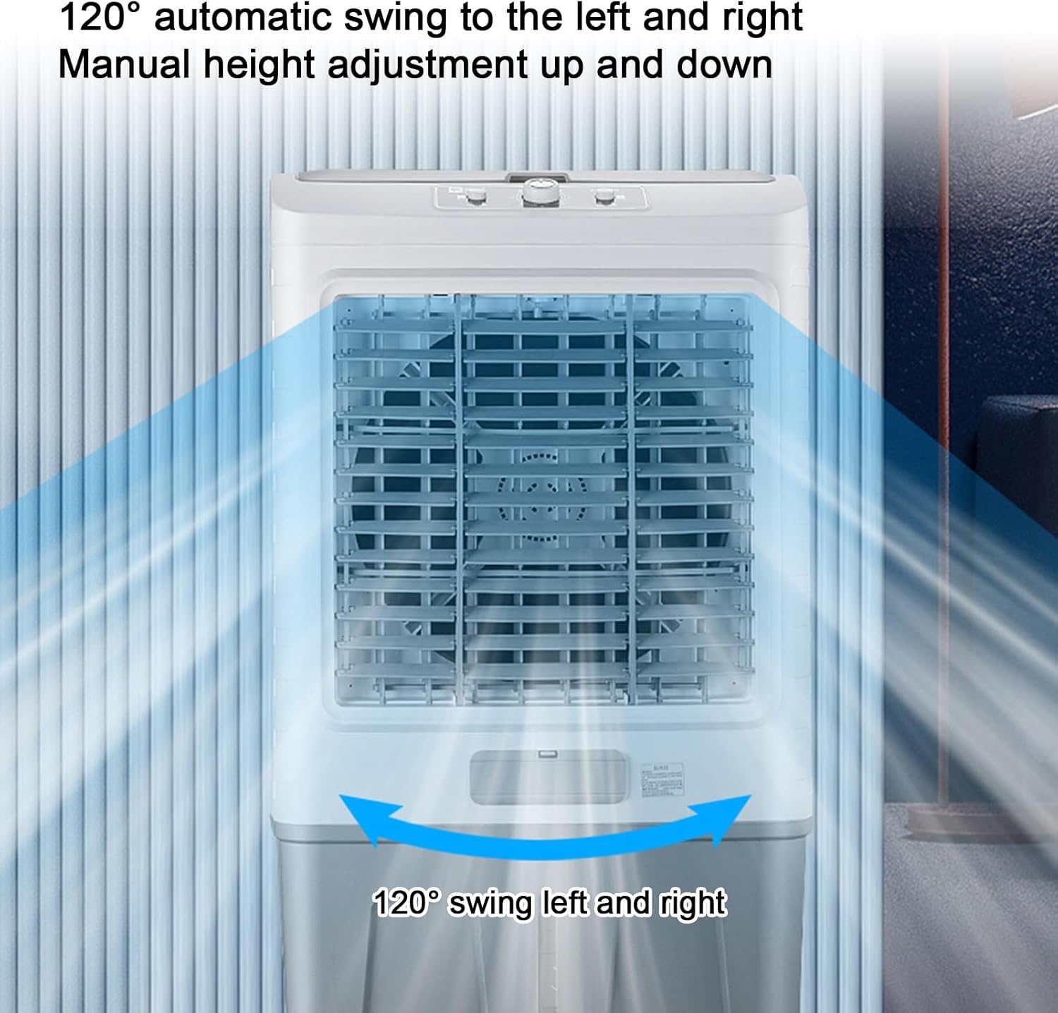 Swamp Cooler Air Conditioner, Evaporative Air Cooler w Large Capacity Water Tank, 4 Ice Box, Portable Air Conditioner with 3 Speeds for Backyard, Garage, Patio, Indoor(74x50x138cm(29x20x54in))