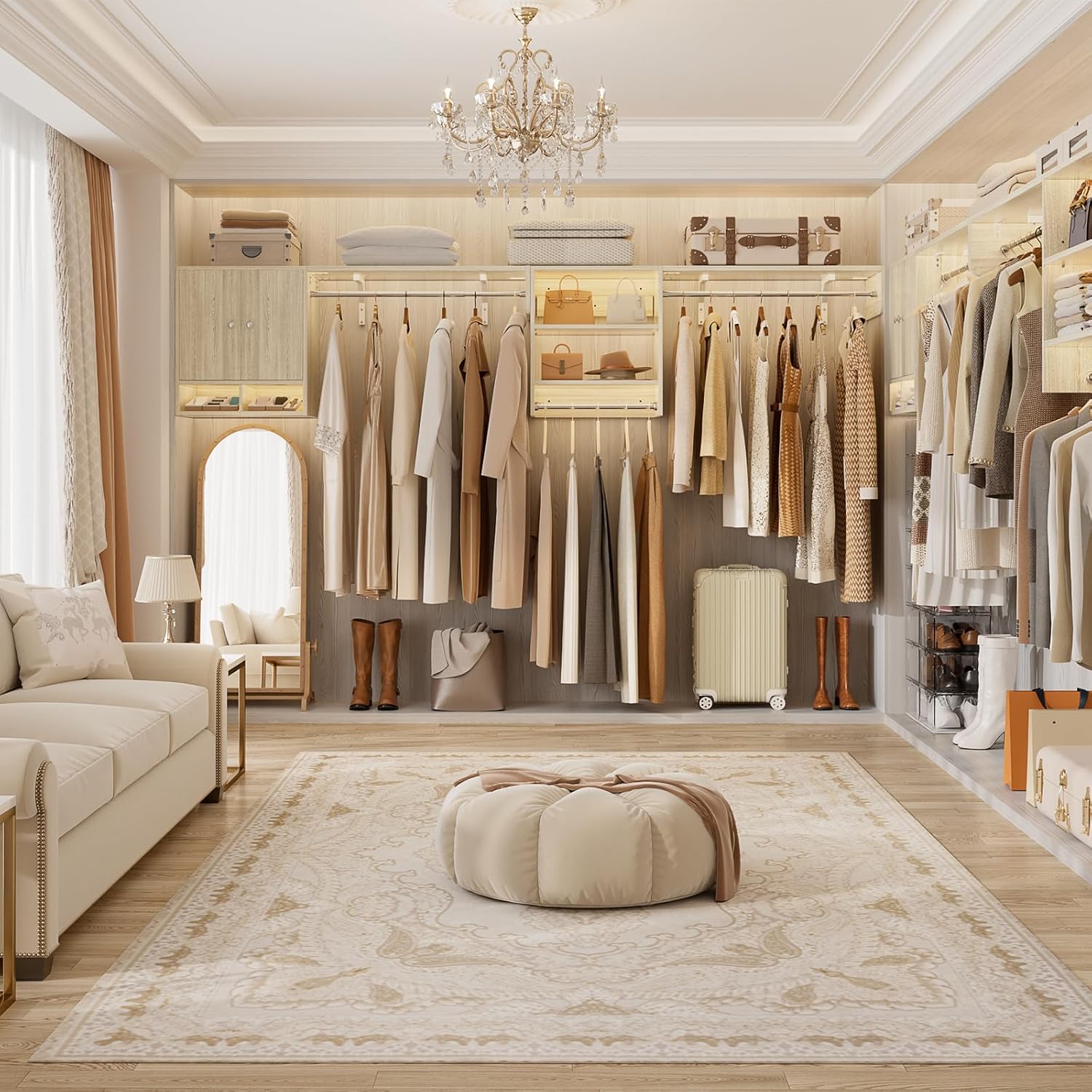 Unikito Over Washer and Dryer Storage Shelves and Organizer, Wall Mounted Laundry Room Shelf with 3 Hanger Rods, Laundry Room System, Space Saver Clothes Drying Rack, 118