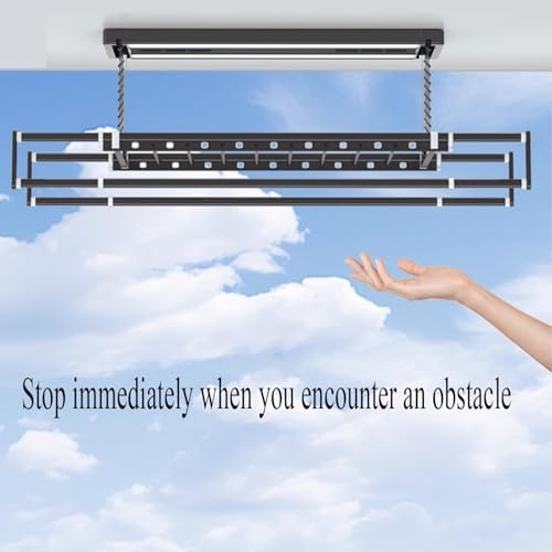 Ceiling Clothes Dryer Aluminium and Steel Electric Clothes Dryer with Remote Control,Foldable Indoor Clothes Drying Rack - Compact Retractable Design (135-220cm) for Large Sheets, 35kg Load
