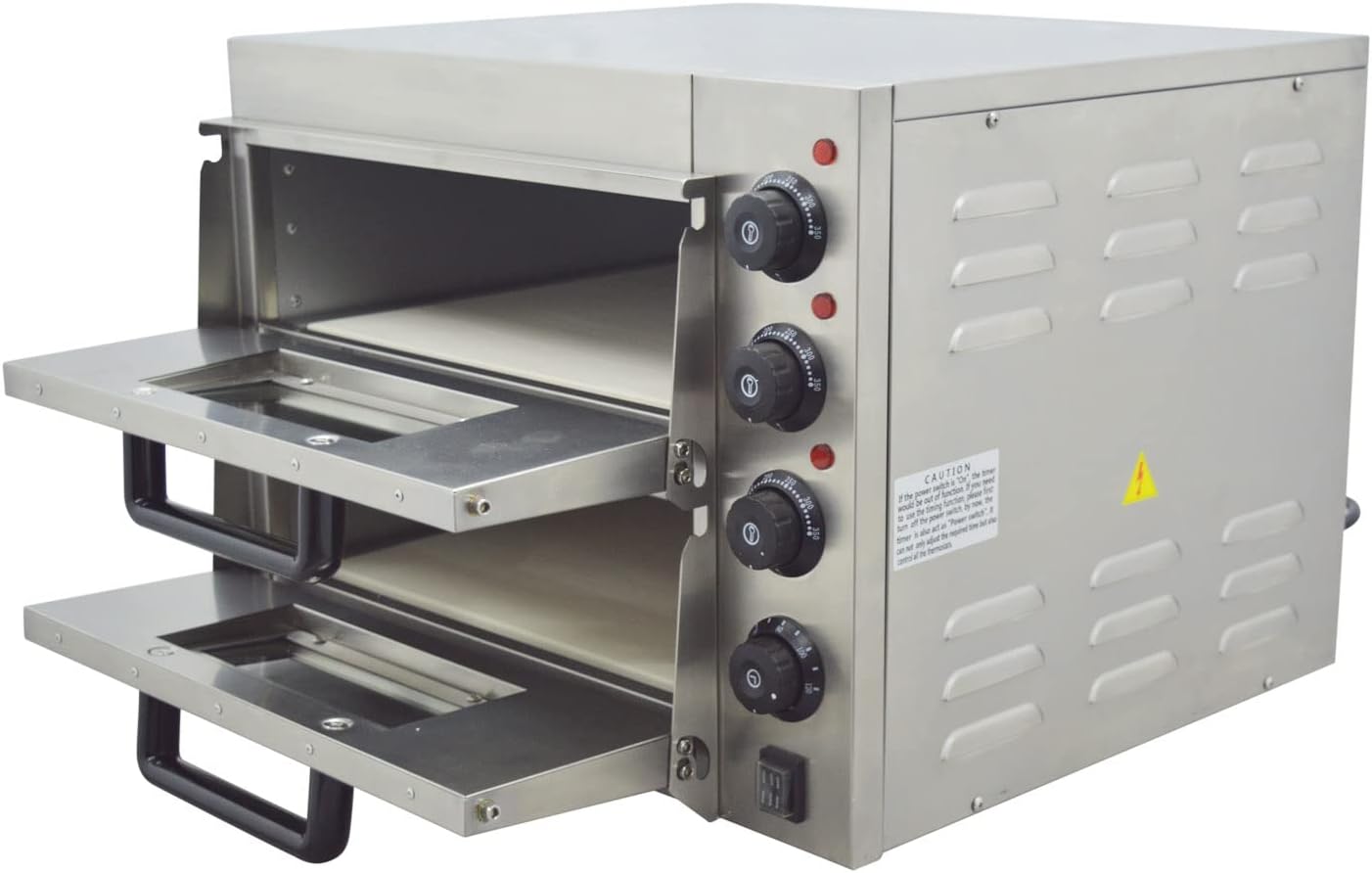 TECHTONGDA Commercial Pizza Oven Convection Oven with Pizza Stone 3KW Double-deck Electric Commercial Pizza Oven Bread Machine with 3 Thermostats