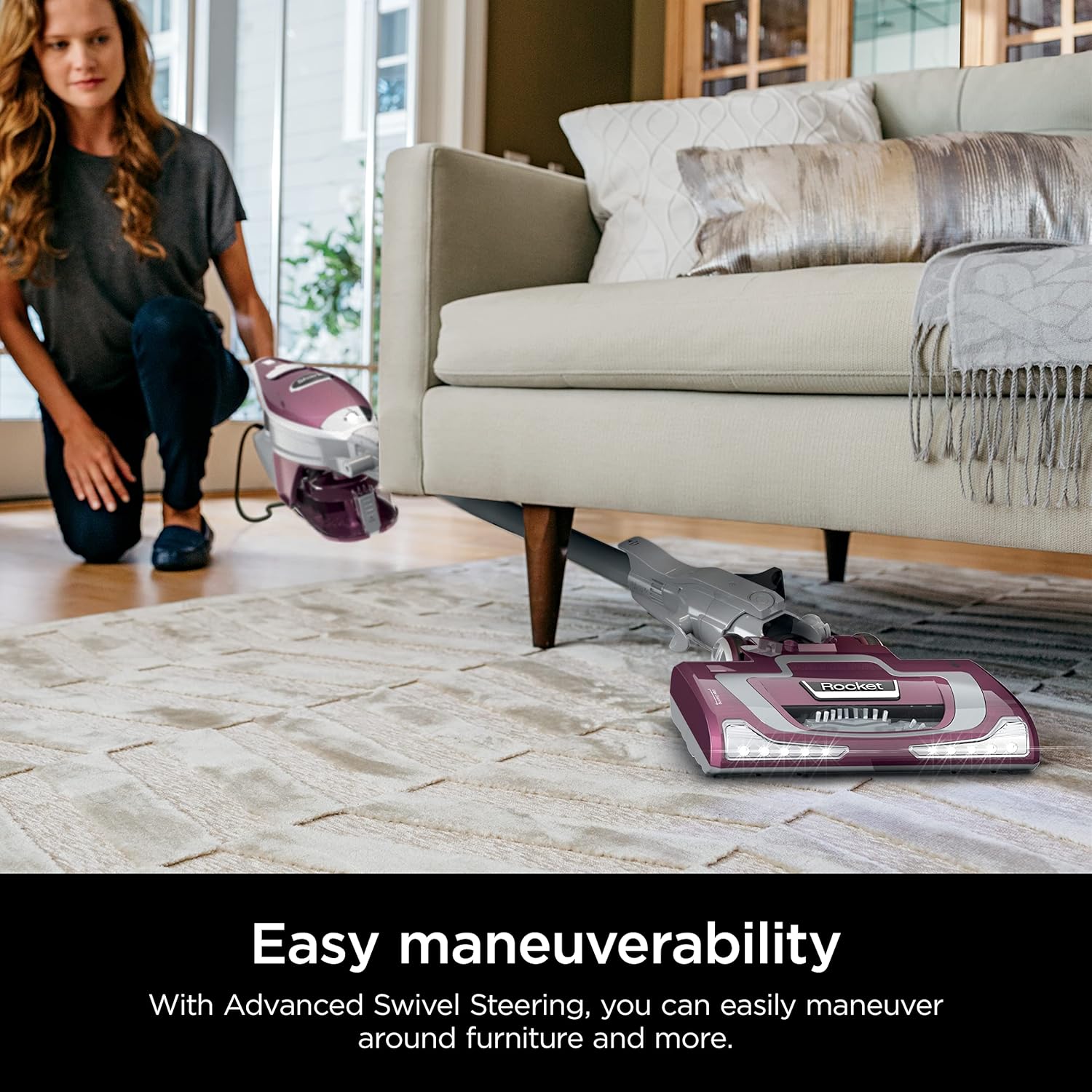 Nostalgia Retro Countertop Microwave Oven & Shark HV322 Rocket Deluxe Pro Corded Stick Vacuum with LED Headlights, XL Dust Cup, Lightweight, Perfect for Pet Hair Pickup