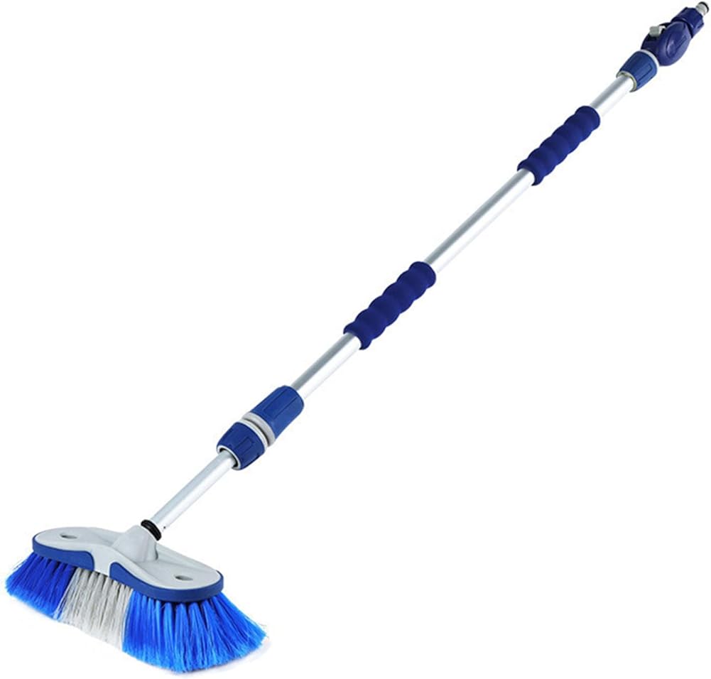 Water Fed Pole Brush Head, Solar Panel Cleaning Brush and Pole Water Fed with Hose Attachment, Solar Panel Brush Cleaner for Washing Cars, Trucks, Suvs, Rvs, Trailers, Boats.