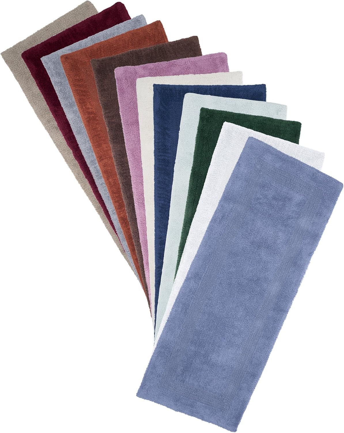 Lavish Home Reversible Long Bath Mat - 60x24-Inch Plush Cotton Bathroom Runner - Machine Washable Bath Mats for Bathroom, Kitchen, or Laundry Room (Blue)