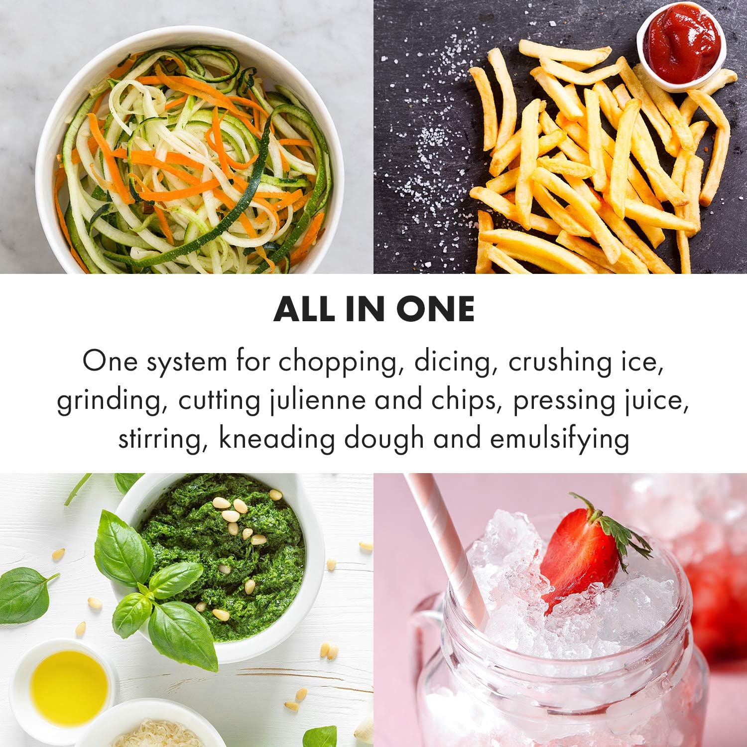 Klarstein Luca Multi-Function Mixer Blender Chopper Kitchen Grater Juicer Food Processor, 1000 Watt, Stepless, 6 Levels, BPA Free, 3 Litres, 3 L Measuring Cup, Spatula, Red