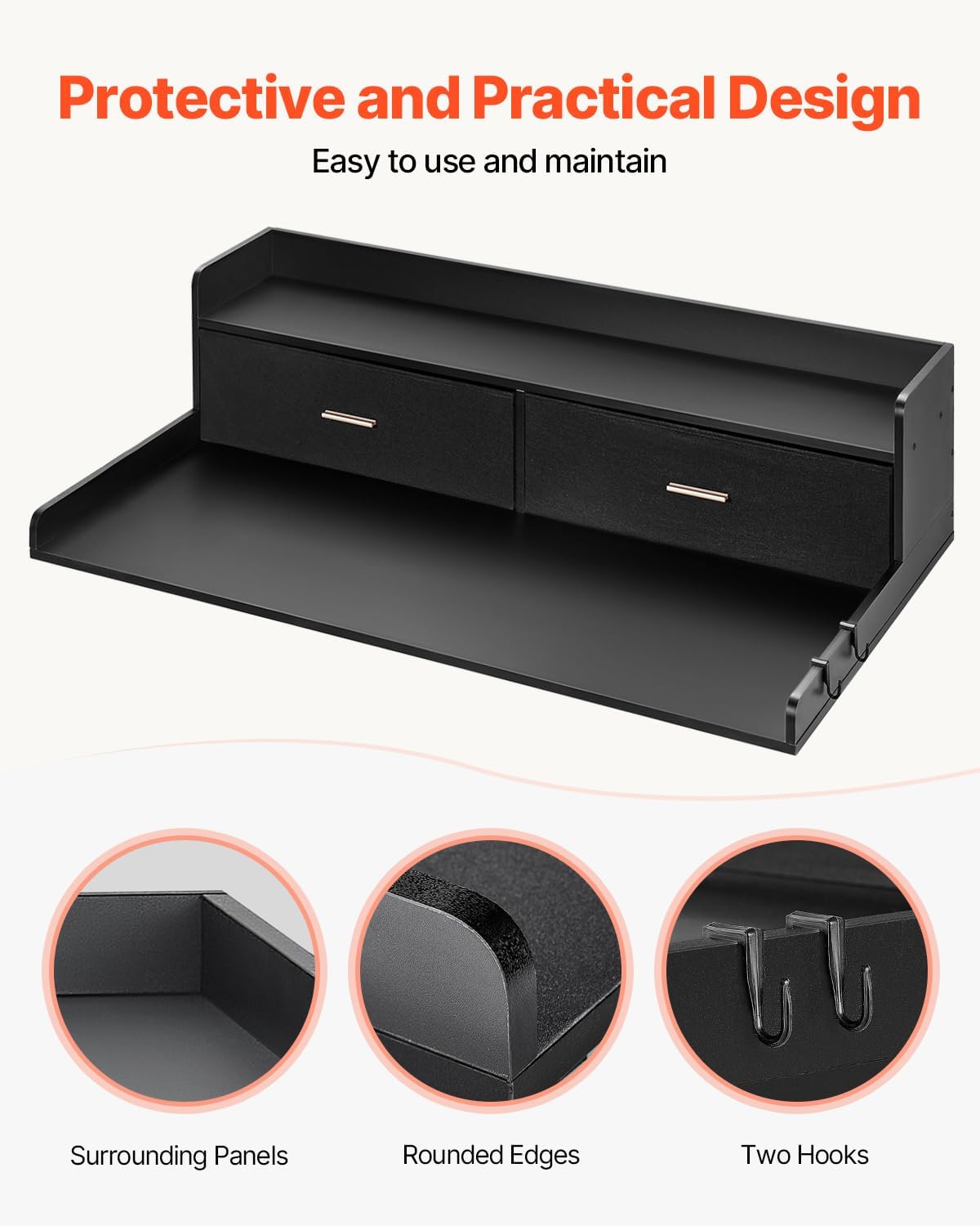 VEVOR 2 Drawers Washer Dryer Countertop with Shelf, 54