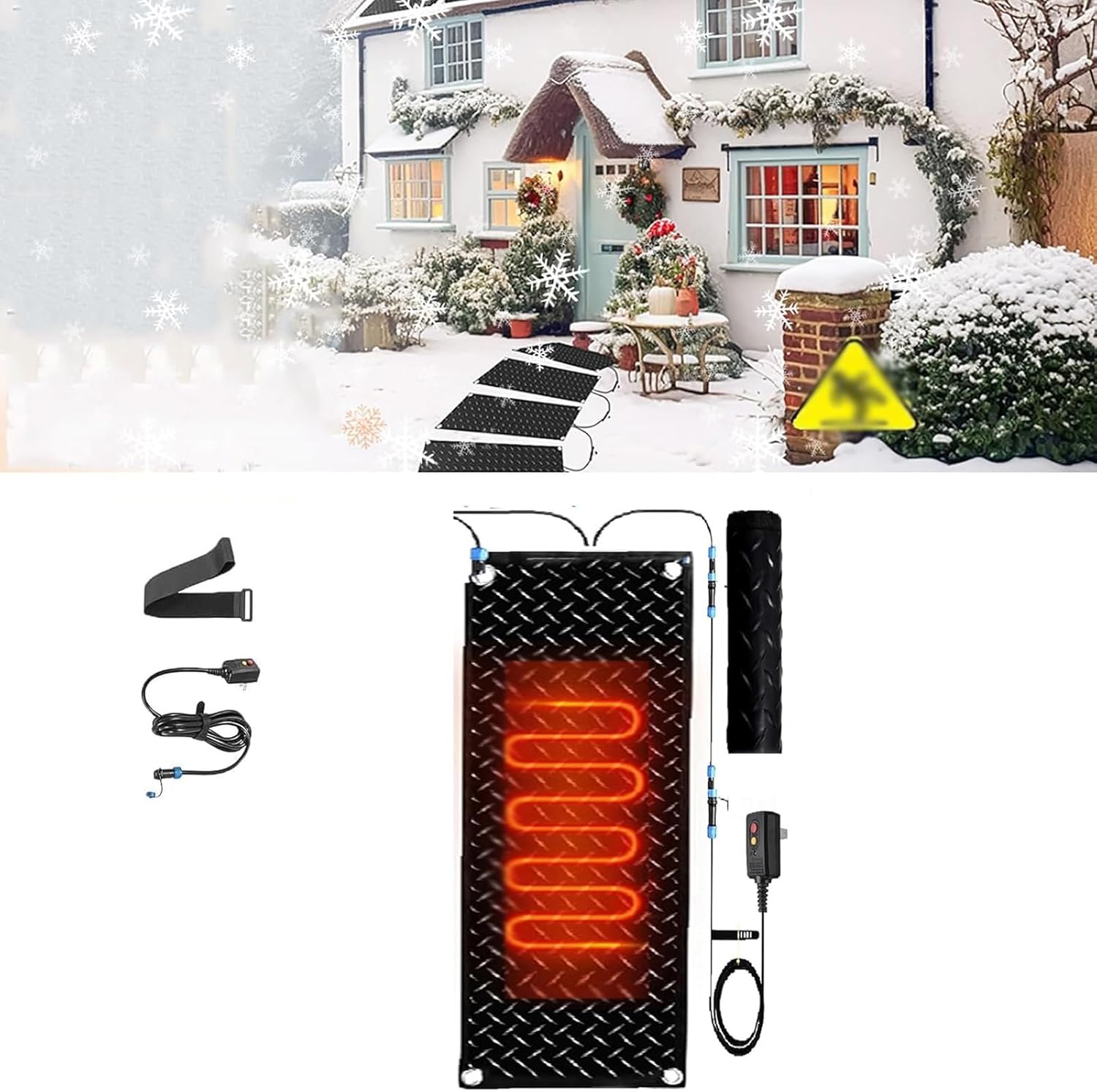 Snow Melting mats, Snow Melting mats Outdoor Driveway, Snow and Ice Melting Mats No-Slip Winter Outdoor Heated Mats for Stair, Walkway, Steps, Sidewalks, Decks, Driv,1 Pcs-40x120cm/15.7x47in