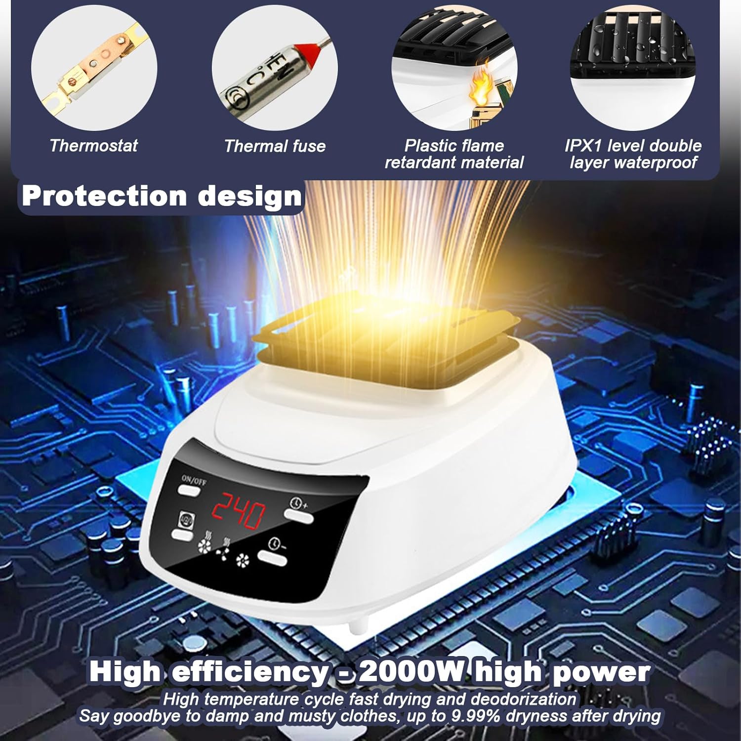 Electric Portable Clothes Dryer,2000W Large Capacity 1/2-Tier Heated Clothes Airer with Cover,Foldable with Overheat Protection,Electric Clothes Drying for Apartments,Families,Dormitories Style-5