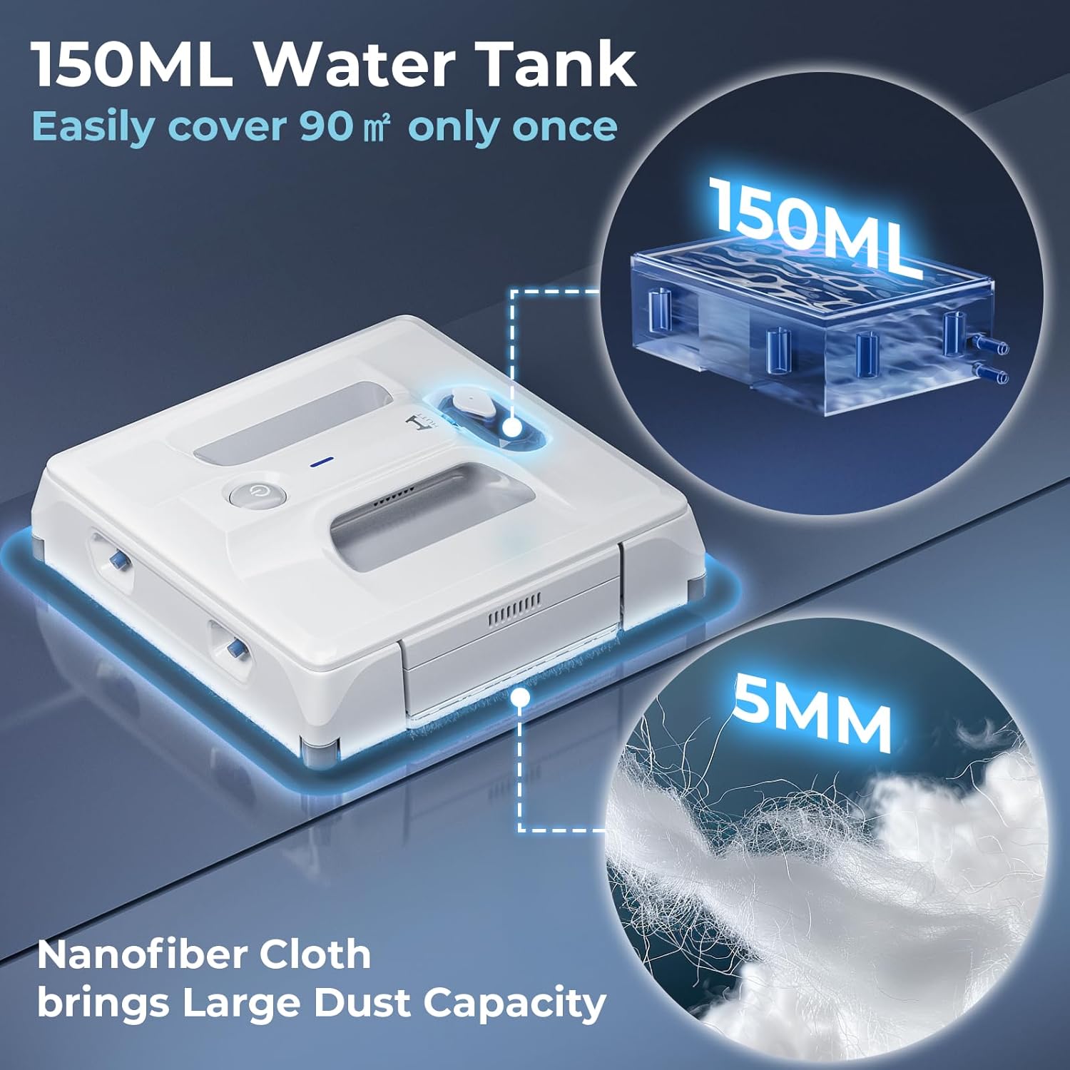 HUTT Auto Window Cleaning Robot A1, Upgraded 4 Water Spray & 6000PA High Suction Power Window Cleaner with Laser Sensor Detection, Perfect for High-Rise Windows, Tiles and Glass