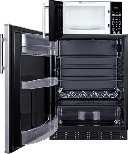 Summit Appliance MRF6BK2SSALHD Microwave/Refrigerator Combination with Allocator; Combo Includes FF6BK2SS All-refrigerator, and SM903BSA1 Microwave; 5.5 cu.ft Capacity; Automatic Defrost; LHD Swing