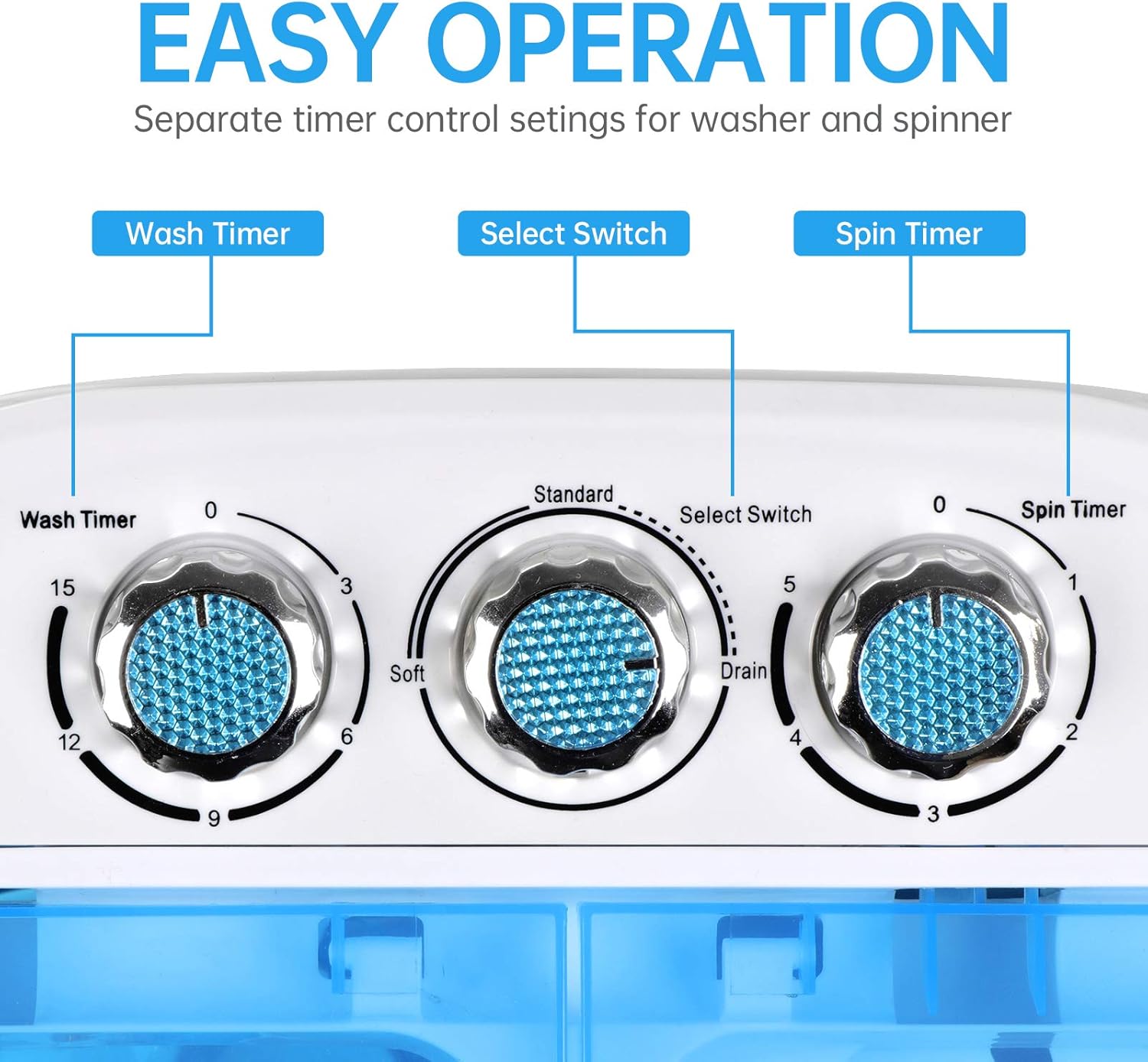 ZENY Portable Clothes Washing Machine Mini Twin Tub Small Laundry Washer Aparment Spin Dryer 9.9lbs Capacity Lightweight for Dormitory, RV blue