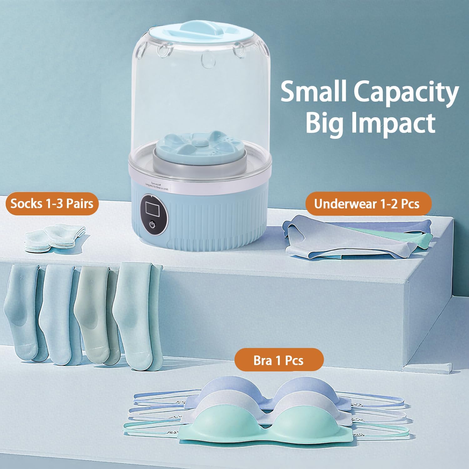 Underwear Washing Machine, BPA-free Portable Mini Washer for Socks, Baby Clothes, Cordless Small Laundry Cup for Travel, Dorm, Apartment, RV, Camp, Kids