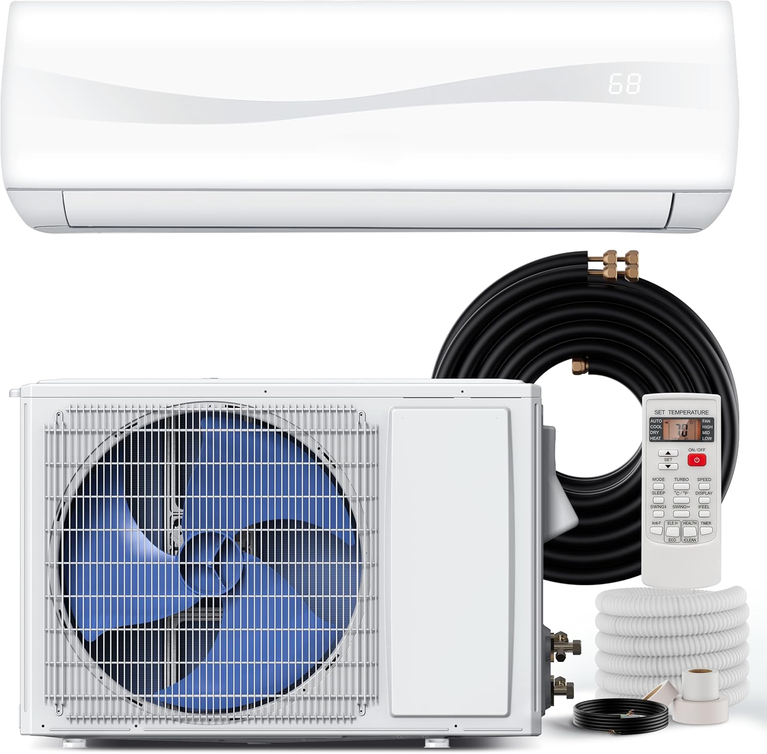 SIMOE 12000BTU Mini Split AC/Heating System -Ductless Inverter Mini Split Air Conditioner and Heater with 1 Ton Heat Pump, Cools Up to 750 Sq. Ft Energy Efficient, 208-230V 17 SEER2 Wall-mounted AC