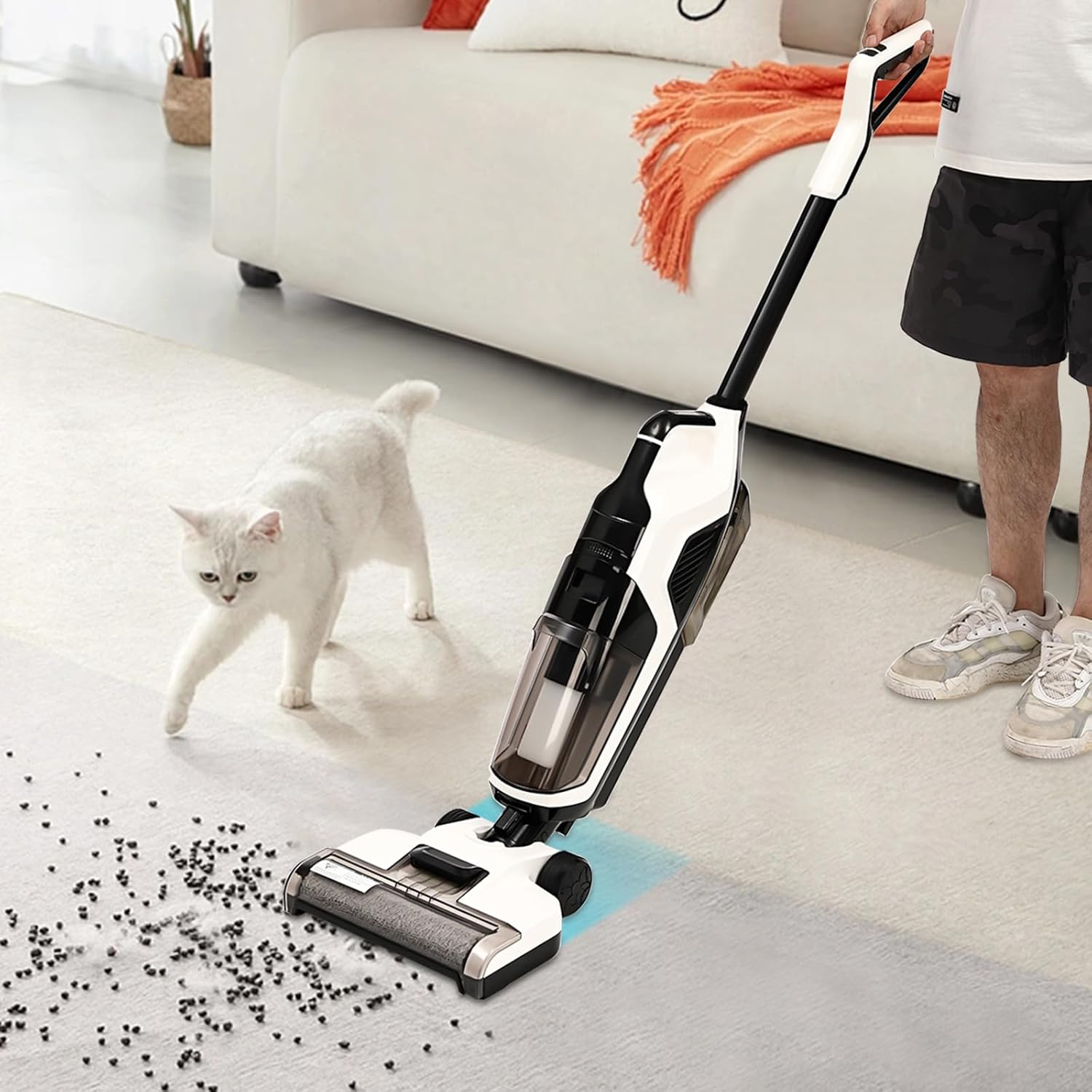 Cord-Less Hard Floor Cleaner, Cord-Less Wet Dry Vacuum Cleaner, Suction(＞3000pa), Home Use Electric Mop Washer, for Kitchens, Living Rooms, Bedrooms, Ceramic Tiles