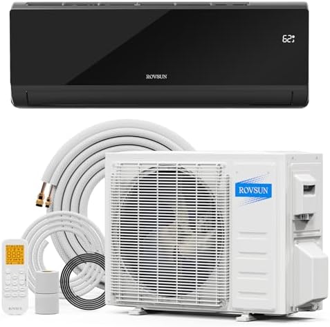 ROVSUN 12,000 BTU Mini Split Air Conditioner & Heater, 21 SEER2 115V Energy Saving Inverter Ductless Wall AC Unit with Pre-Charged Condenser, Heat Pump & Installation Kit, Black