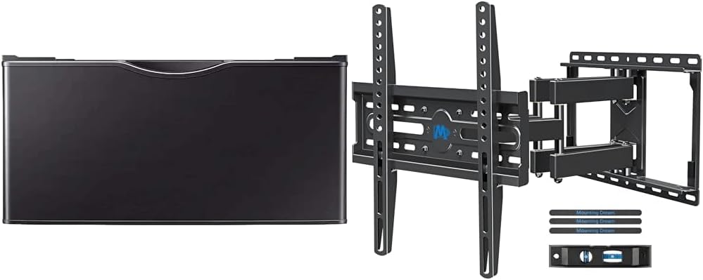 SAMSUNG 27-Inch Washer Dryer Pedestal Stand w/Pull Out Laundry Storage Drawer, Stainless Steel & Mounting Dream TV Wall Mount for 32-65 Inch TV, TV Mount with Swivel and Tilt