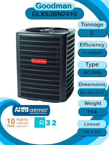 Goodman 2 TON 13.4 SEER2 R-32 AC Only System with Vertical coil (GLXS3BN2410 condenser and CAPTA2422A3 coil)