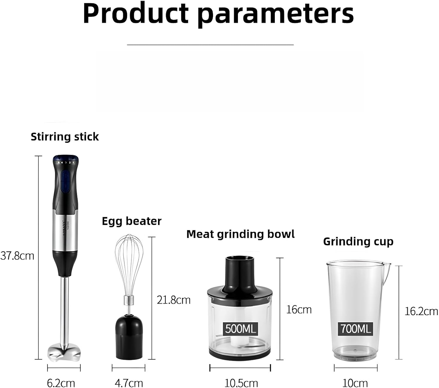 4-in-1 Copper Motor Stainless Steel Blade immersion blender handheld,1000W 5 Speed stand mixer,700ml Beaker,500ml Food Processor, egg beater, baby food maker, meat grinder