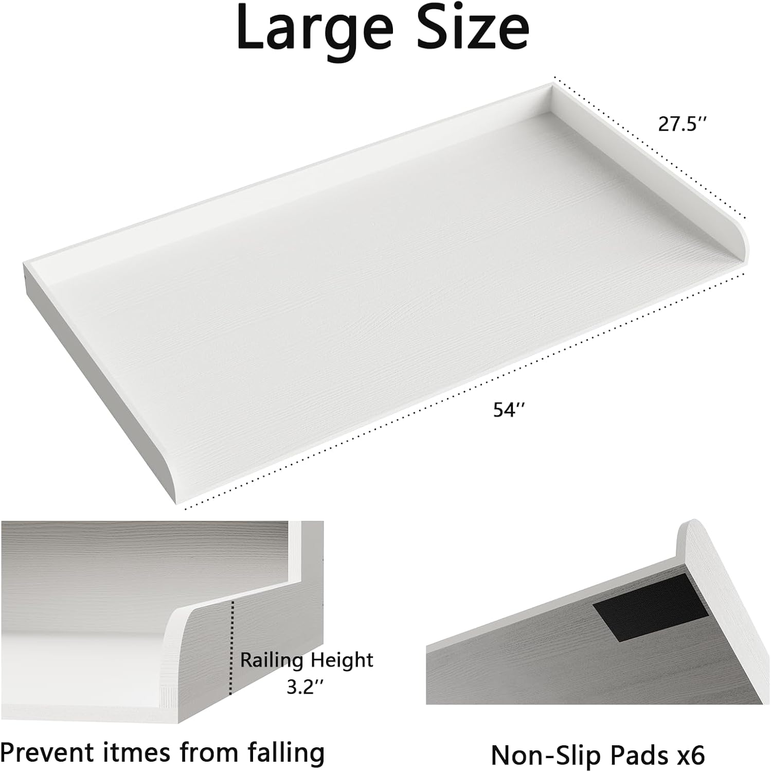 Fabuday Wood Washer Dryer Countertop for Laundry Room - 54'' W x 27.5'' D x 3.2'' H Laundry Counter Table for The Top with Edge, Storage and Organization Over Washing and Dryer, Crisp White