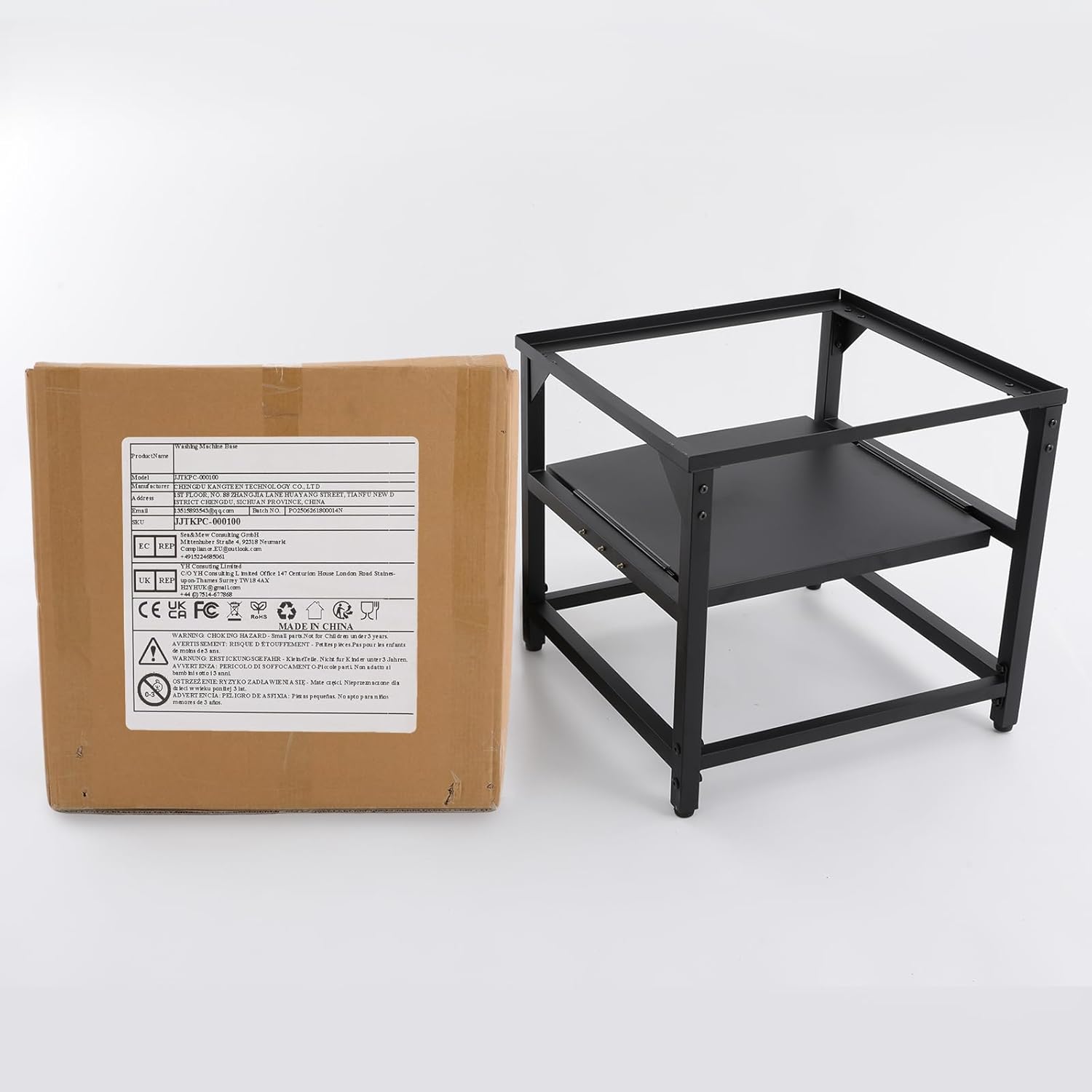 Washing Machine Pedestal Stand with Storage Shelf, 330lbs Heavy Duty Washer Dryer Base, Adjustable Laundry Appliance Riser with Leveling Feet, Anti-Vibration (Black)