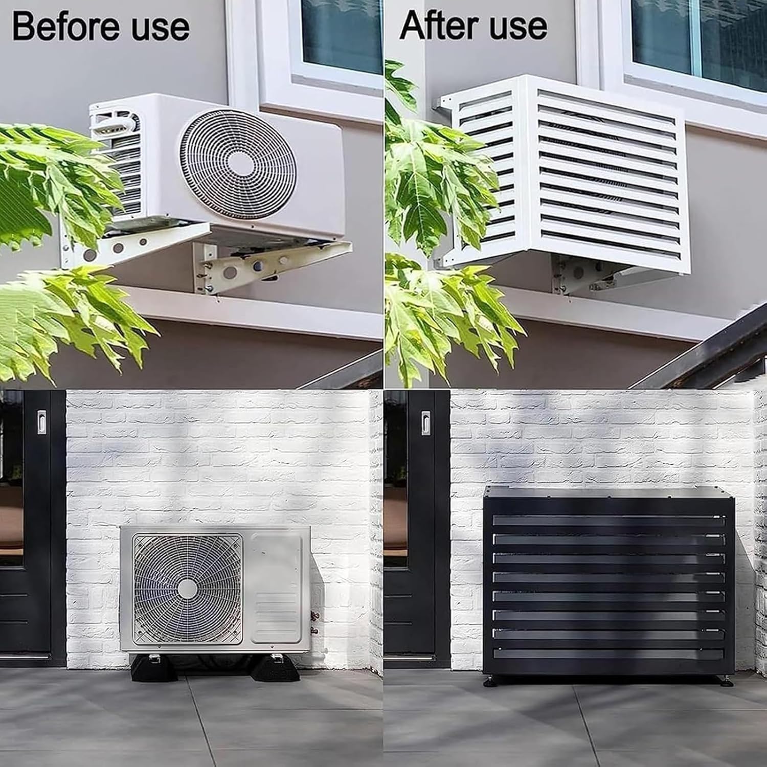 Aluminum Air Conditioner Privacy Fence, Mini Split Air Conditioner Cover for Outside Units, Suitable for Courtyard, Outdoor, Anti Theft(Black,110x60x80cm 43x24x31.5in)