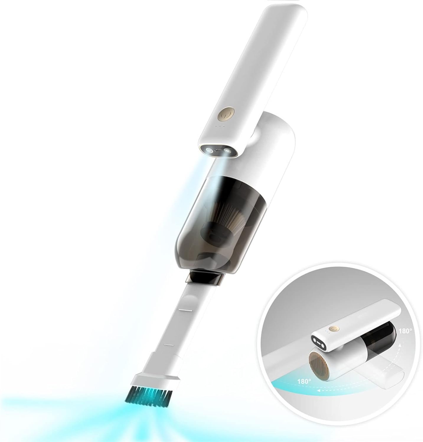 Hand Held Vacuum, Cordless Car Vacuum Cleaner Strong Suction Mini Hand Vacuum LED Light Rechargeable for Car Interior Home (Color : White)