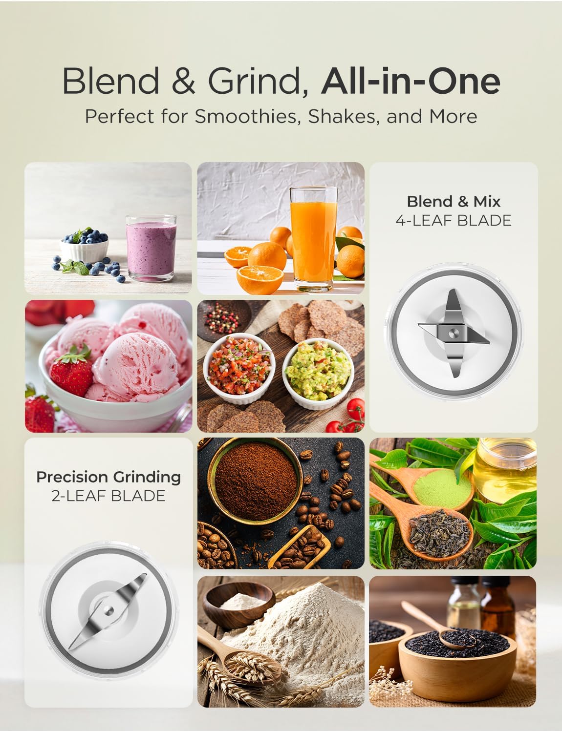 CUCKOO One-Touch Personal Blender and Food Mixer, Portable Smoothie Blender with 2 Containers & 2 Blade Types, Ideal for Protein Shakes Smoothies & More, ETL Certified, White (CFM-D60W)